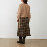 ORFEO Whitney Tartan Wrap Fringe Skirt in Black
