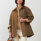ORFEO Dusty Mid Length Contrast Collar Jacket in Beige