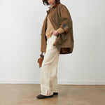 ORFEO Dusty Mid Length Contrast Collar Jacket in Beige