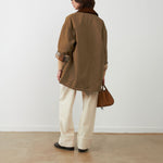 ORFEO Dusty Mid Length Contrast Collar Jacket in Beige