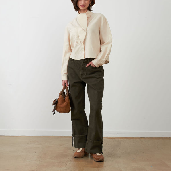 ORFEO Arnold Tie Neck Shirt in Ivory