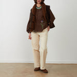 ORFEO Madeline Faux Suede Sheepskin Gilet in Chocolate
