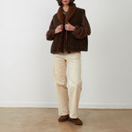 ORFEO Madeline Faux Suede Sheepskin Gilet in Chocolate