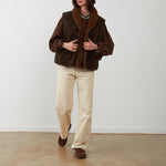 ORFEO Madeline Faux Suede Sheepskin Gilet in Chocolate