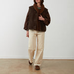 ORFEO Madeline Faux Suede Sheepskin Gilet in Chocolate