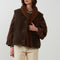 ORFEO Madeline Faux Suede Sheepskin Gilet in Chocolate