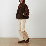 ORFEO Madeline Faux Suede Sheepskin Gilet in Chocolate