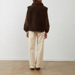 ORFEO Madeline Faux Suede Sheepskin Gilet in Chocolate