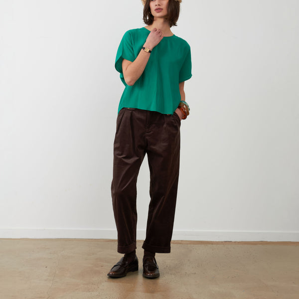 ORFEO Nora Corduroy Cropped Trousers in Chocolate