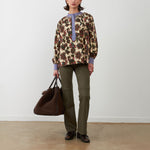 ORFEO Abby Floral Half Placket Blouse with Stripe Collar in Multi