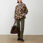 ORFEO Abby Floral Half Placket Blouse with Stripe Collar in Multi