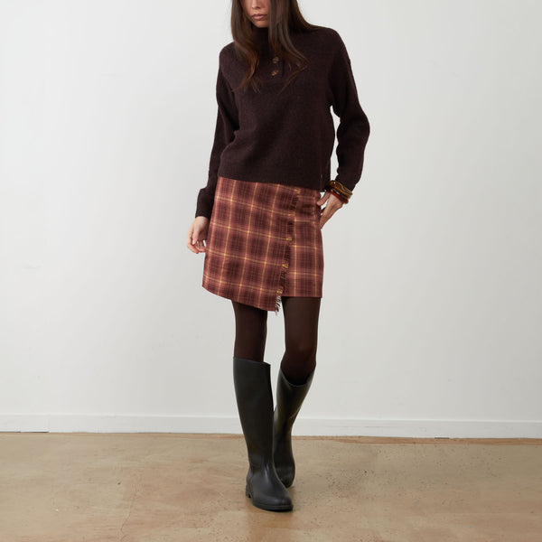 ORFEO Nathanielle 1/2 Button Up Jumper in Burgundy