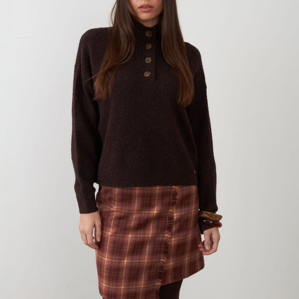 ORFEO Nathanielle 1/2 Button Up Jumper in Burgundy