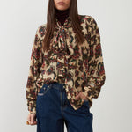 ORFEO Lisa Floral Tie Neck Blouse in Multi