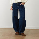 ORFEO Grayson Barrel Leg Cropped Jeans in Denim