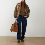 ORFEO Janice Bomber Jacket with Faux Fur Lining in Khaki