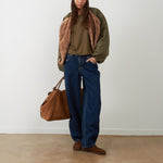 ORFEO Janice Bomber Jacket with Faux Fur Lining in Khaki