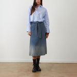 ORFEO Danny Stripe Half Placket Shirt in Blue