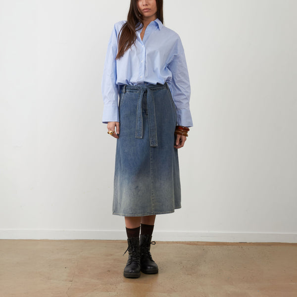 ORFEO Danny Stripe Half Placket Shirt in Blue