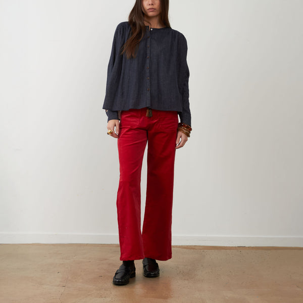 ORFEO Kristin Embroidered Back Blouse in Midnight