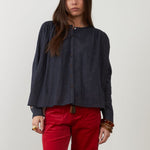 ORFEO Kristin Embroidered Back Blouse in Midnight
