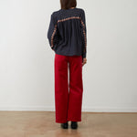 ORFEO Kristin Embroidered Back Blouse in Midnight