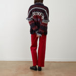 ORFEO Skalanda Jacquard Knitted Cardigan in Navy/Bordeaux