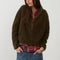 ORFEO Zuleika Mohair Blend Zip Up Cardigan in Khaki