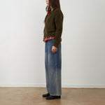 ORFEO Zuleika Mohair Blend Zip Up Cardigan in Khaki