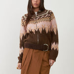 ORFEO Alistair Zip Up Cardigan in Chocolate/Rose