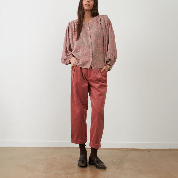 ORFEO Nora Corduroy Cropped Trousers in Dusty Rose