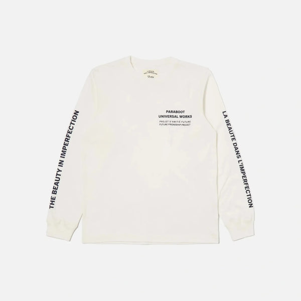 UNIVERSAL WORKS Paraboot x Universal Works Single Jersey Long Sleeve Tee in Ecru
