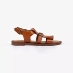 PENELOPE CHILVERS Cordoba Fringe Leather Sandal in Tan