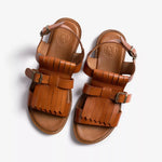 PENELOPE CHILVERS Cordoba Fringe Leather Sandal in Tan