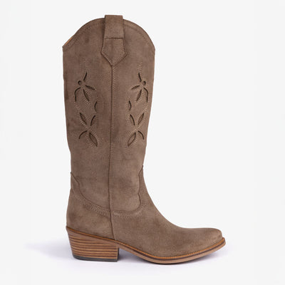 PENELOPE CHILVERS Jasmine Embroidered Cowboy Boots in Sesame