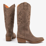 PENELOPE CHILVERS Jasmine Embroidered Cowboy Boots in Sesame