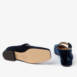PENELOPE CHILVERS Low Mary Jane Velvet Shoe in Navy