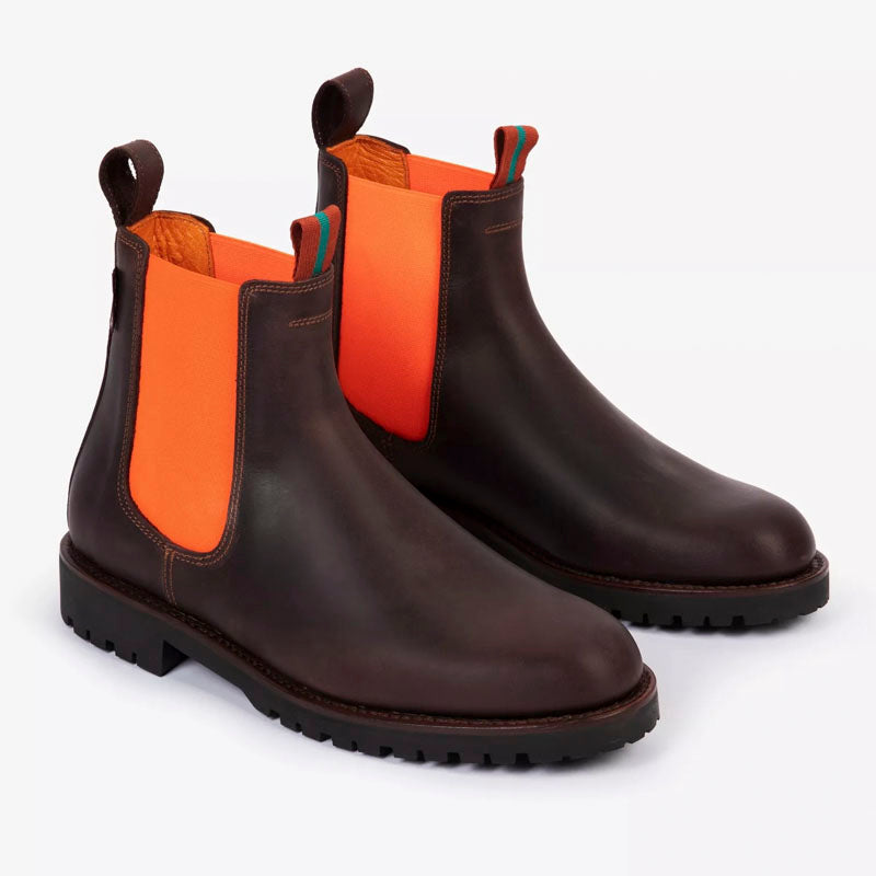 PENELOPE CHILVERS Nelson Leather Boots in Conker Neon Orange Collen Clare