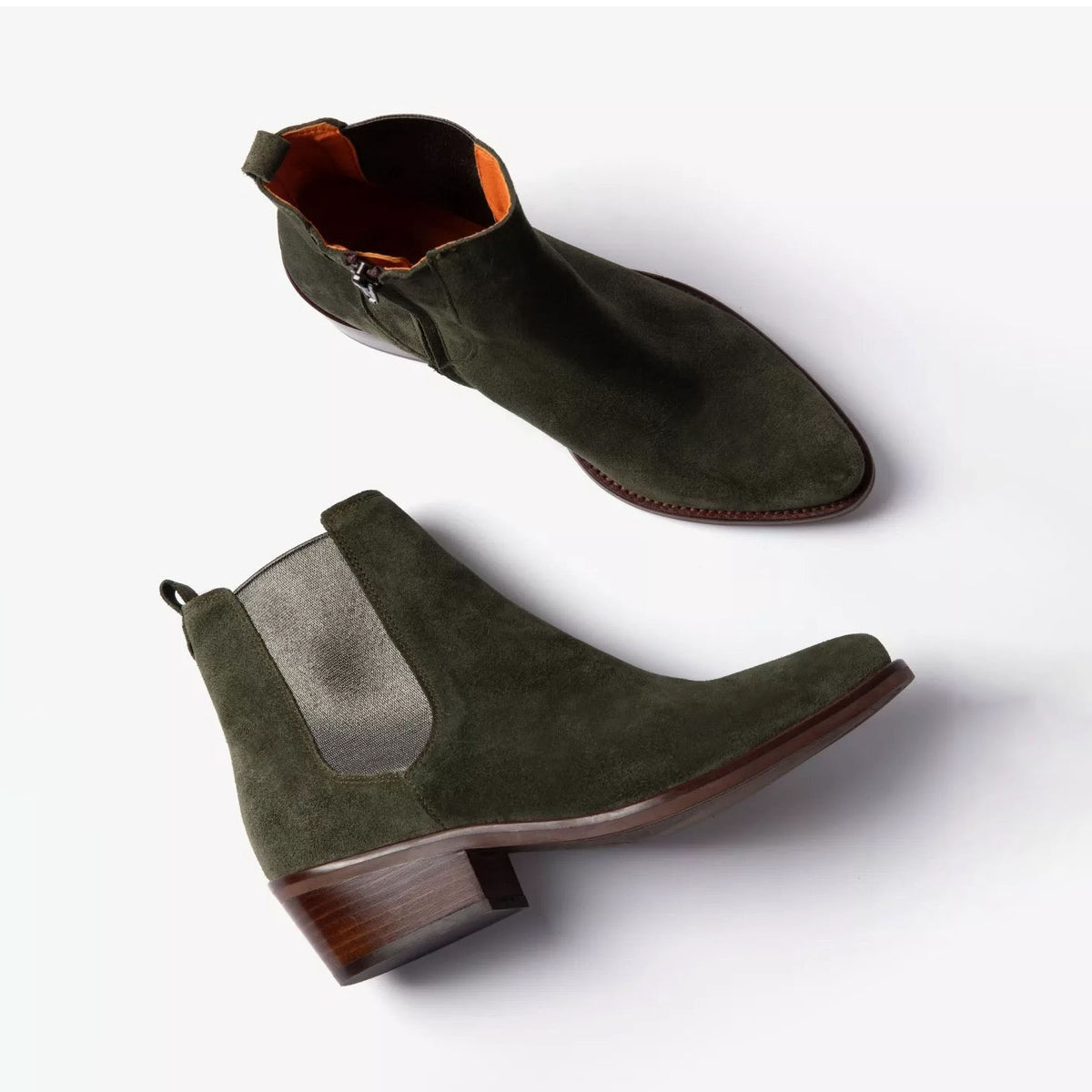 PENELOPE CHILVERS Rove Suede Boot in Khaki/Pewter