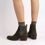 PENELOPE CHILVERS Rove Suede Boot in Khaki/Pewter
