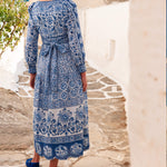 PINK CITY PRINTS Alicia Cotton Dress in Azure