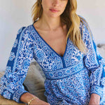 PINK CITY PRINTS Alicia Cotton Dress in Azure