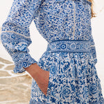 PINK CITY PRINTS Anora Cotton Skirt in Azure