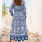 PINK CITY PRINTS Anora Cotton Skirt in Azure