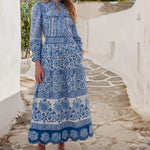 PINK CITY PRINTS Anora Cotton Skirt in Azure