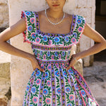 PINK CITY PRINTS Carrie Cotton Dress in Folk Border