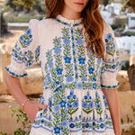 PINK CITY PRINTS Matilda Cotton Dress in Lapis Meadow