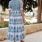 PINK CITY PRINTS Matilda Cotton Dress in Lapis Meadow