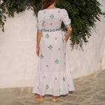 PINK CITY PRINTS Alicia Hand Embroidered Cotton Dress in Provencal Perfume