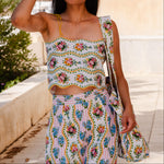 PINK CITY PRINTS Sicily Linen Skirt in Vintage Bouquet